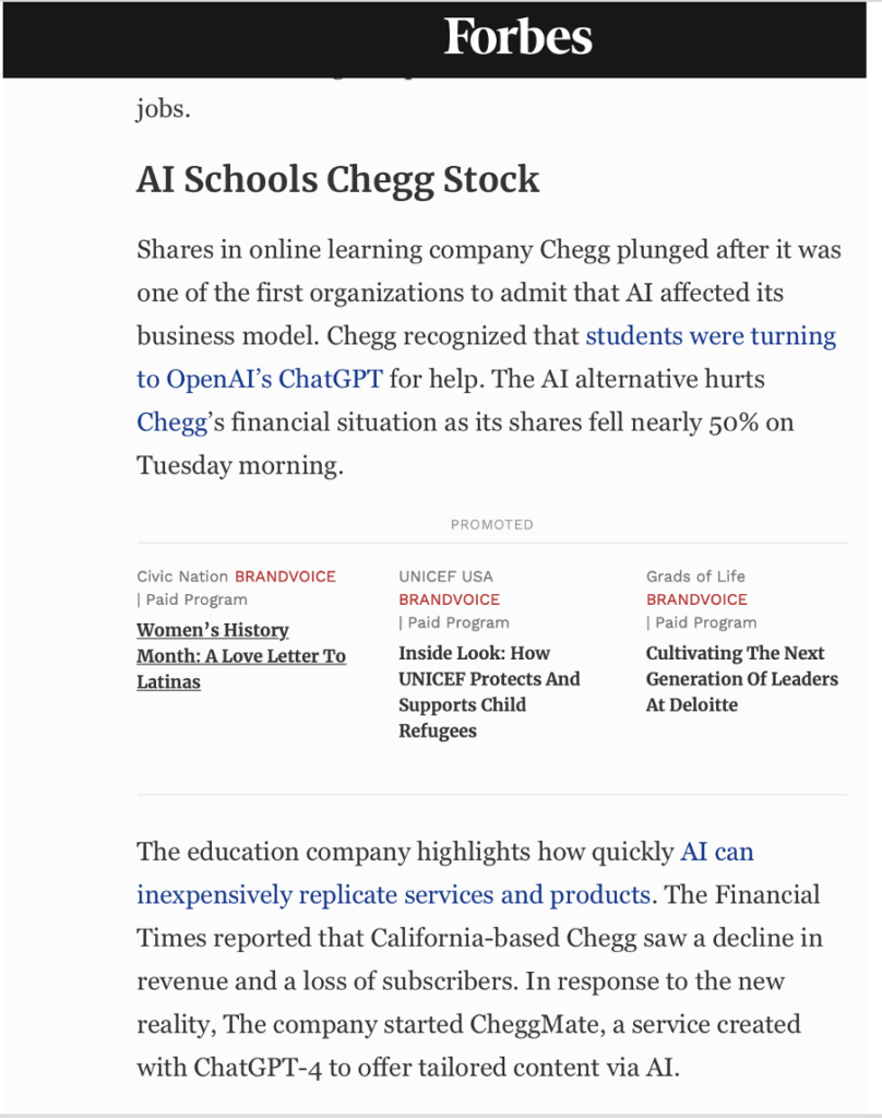 Chegg Stock fell due to AI