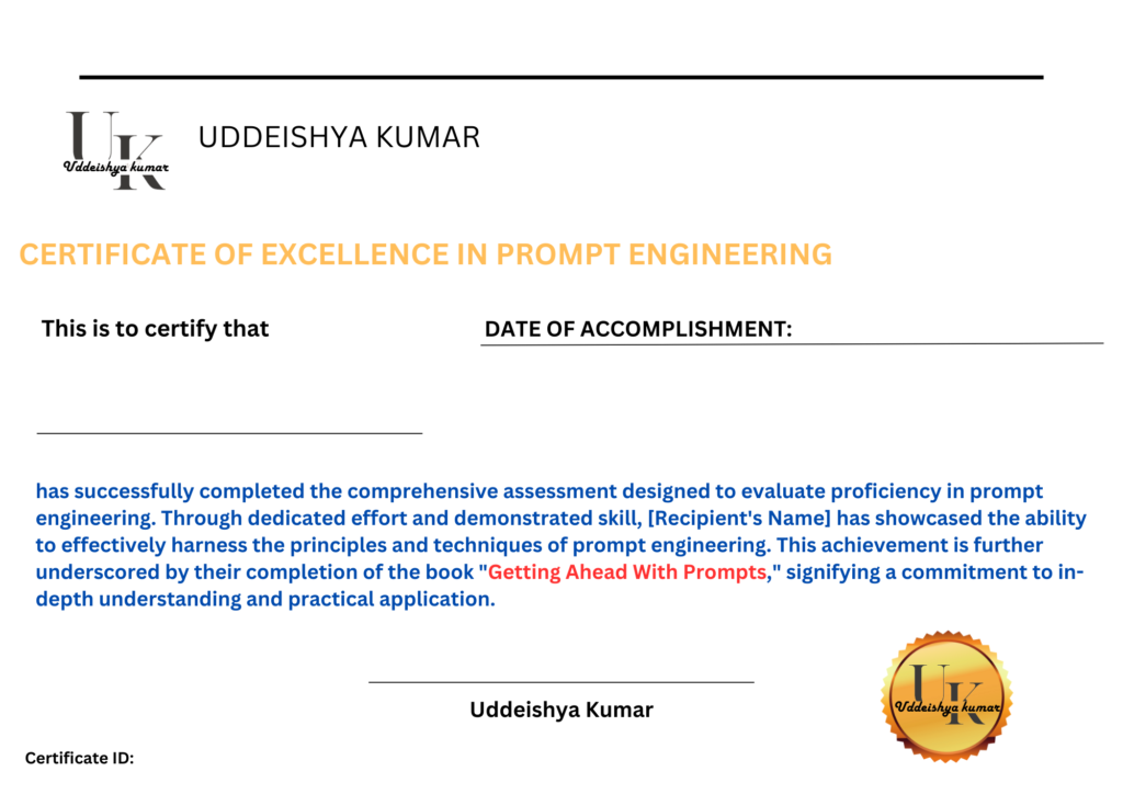 Prompt Engineering Certificate by UDDEISHYA KUMAR